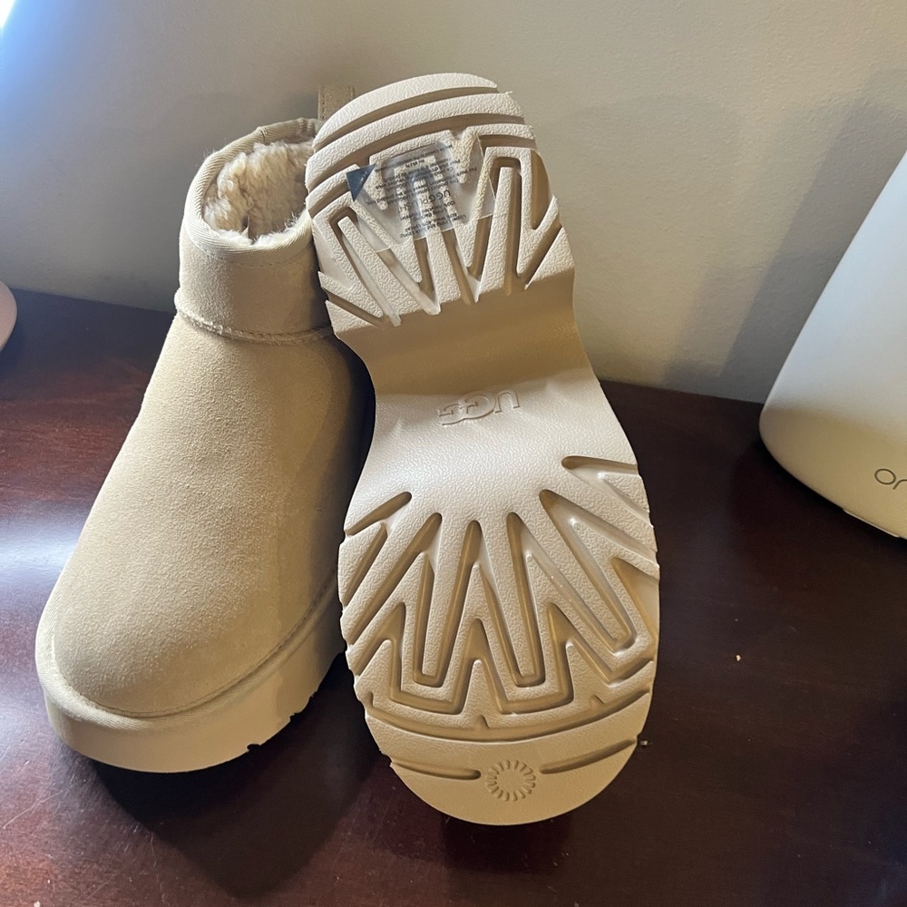 UGG Beige Winter Boots with Plush Lining